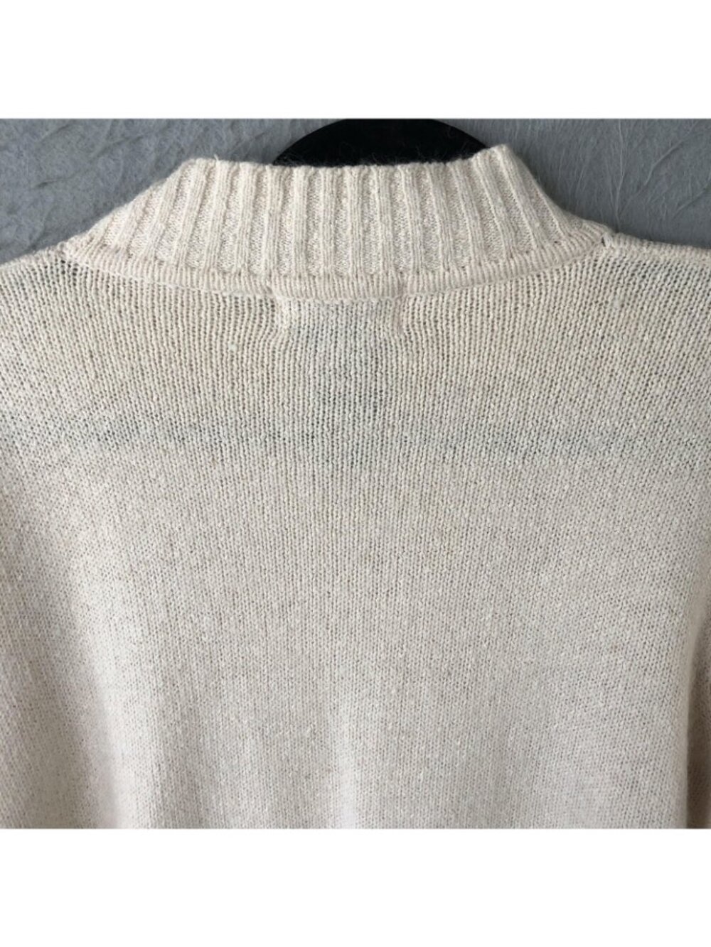 Vintage Beldoch Popper Sweater Tunic Womens L Cream Silk Angora Beaded Floral - Picture 13 of 16